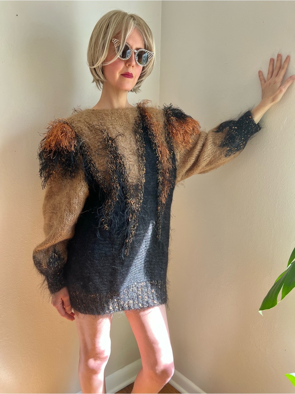 Mohair Maximalist Fuzzy Knit Oversized Sweater - Picture 2 of 12